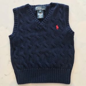 Baby Boy POLO Navy Cotton Cable Knit Vest …